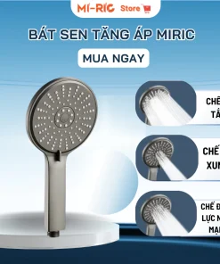 Vòi sen tăng áp Miric 3 chế độ phun nước, kích thước lớn, tích hợp bộ lọc nước an toàn khi sử dụng