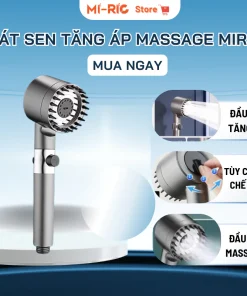 Vòi sen Tăng áp tích hợp bàn chải massage 3 trong 1 Miric Có Chế Độ Suất Cao Tiết Kiệm Nước