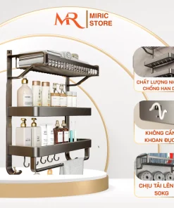 Kệ nhà tắm Miric nhôm hàng không nhiều tầng dán tường