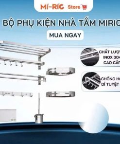 Bộ phụ kiện nhà tắm đầy đủ 6 món cao cấp Miric chất lượng inox 304 chống thấm nước han rỉ